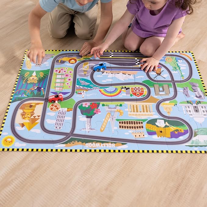 Melissa & Doug Race Around the World Floor Puzzle 48-Piece - Image 5