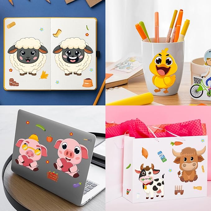 Farm Animal Stickers 48 Sheets Make A Face Stickers for Kids Toddlers Crafts Goodie Bags Stuffers Party Favors Activities Gifts for Classroom Birthday Party Decorations Supplie Essentials