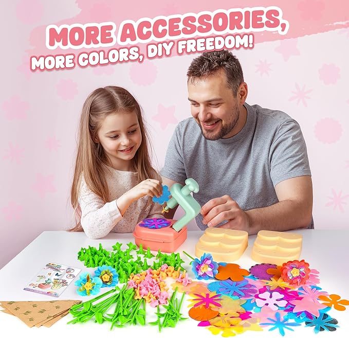 beefunni Flower Bouquet Craft Kit, Valentines Day Gifts for Kids, DIY Crafts Toys for Kids Ages 4-8, Educational Flower-Making Toy for Toddler, Birthday Gift for 4 5 6 7 8+ Year Old Girls and Boys