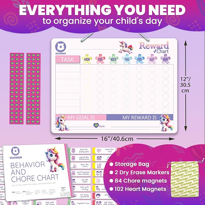 Quokka Magnetic Kids Chore Chart - Behavior Chore Chart for Kids at Home - Image 2