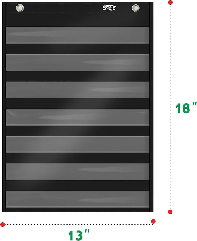 Magnetic Pocket Chart with 10 Dry Erase Cards for Standards,Daily Schedule,Activities,Class demonstrations (Black) - Image 2