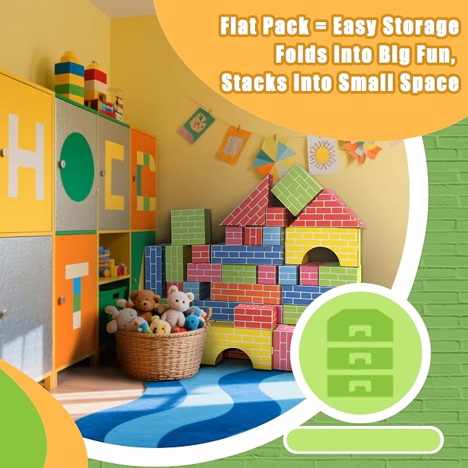 26-Pack Cardboard Building Blocks for Kids: Heavy-Duty Jumbo Stacking Gifts - Image 7