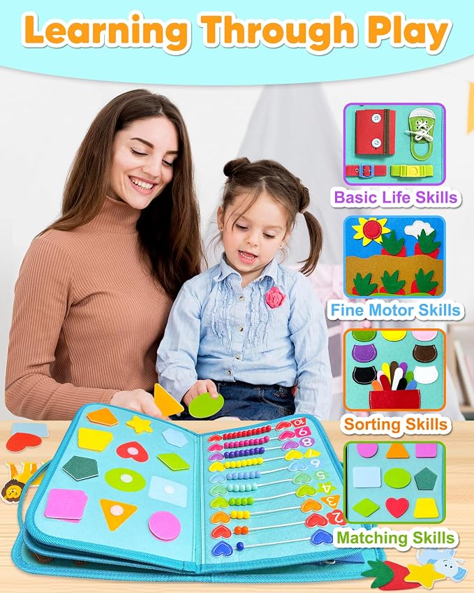 Exorany Busy Board Montessori Toys for Toddler Boy Girl Gifts Busy Book - Image 5