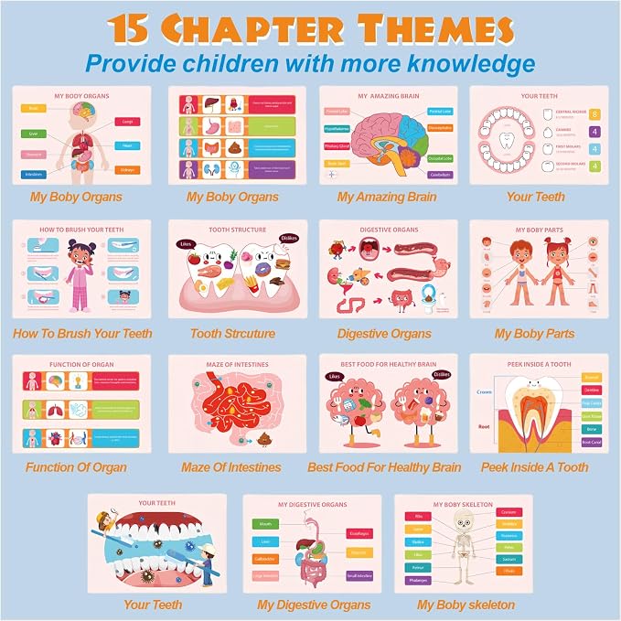 Human Body Anatomy Educational Workbook – Early Learning Materials, 1 Pcs (Orange) - Image 4