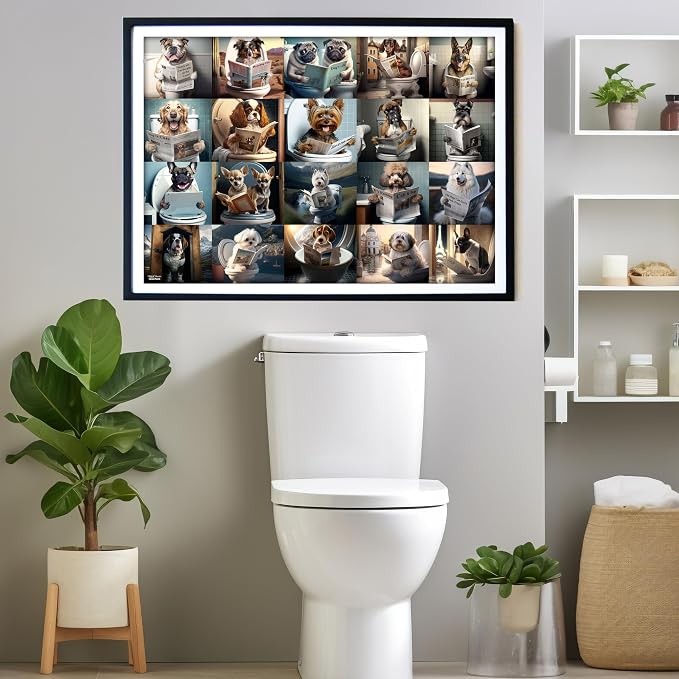 Think2Master Pooping Dogs 250 Pieces Jigsaw Puzzle Featuring heartwarming Puppies and Dogs. Perfect Bathroom Decoration, White Elephant Gag Gift. Fun Puzzle for Adults & Seniors Size: 14.2” X 19.3” - Image 3
