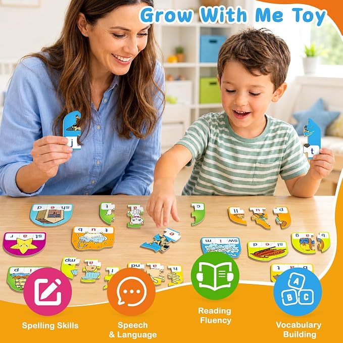 CVC&CVCC Puzzle Cards for Kids,Word & Phonics Games,Speech Therapy Toys for Toddlers,3-4 Alphabet Letter Word Puzzles,Learning Reading Spelling Games,Preschool Kindergarten Classroom Must Haves,2 sets - Image 5