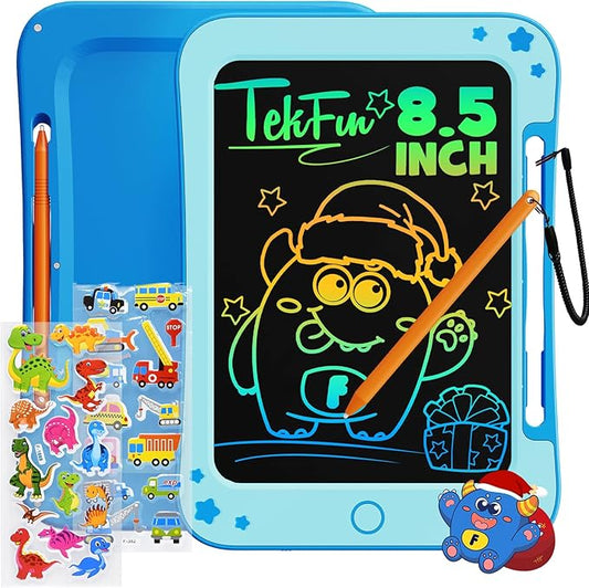TEKFUN Toddler Kids Toys Gifts - 8.5 Inch LCD Writing Tablet Kids Doodle Board with Stickers Colorful Drawing Tablet, Kid Birthday Christmas Gifts Toys for 3 4 5 6 Years Old Boy (Blue)