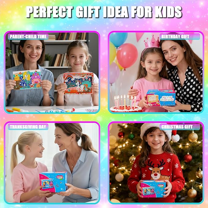 FTBox Unicorn Mermaid DIY Night Light Painting Kit - Wood Arts and Crafts Kits for Girls Age 4-6-8-12, Kids Paint Craft Kits, Creative Painting Gifts for Girls
