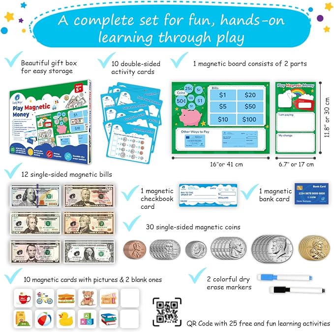 Simply magic 70 PCS Magnetic Money for Classroom - Play Money for Teaching - Image 3