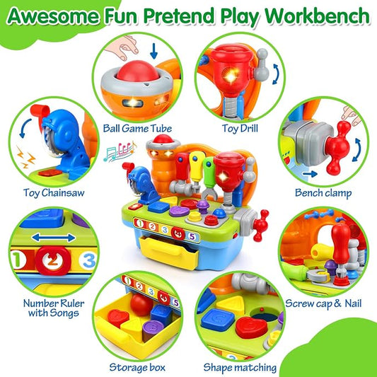 Toys for 1 Year Old Boy, Musical Toy Tool Bench, 1 2 3 Years old Boy Gifts - Image 2