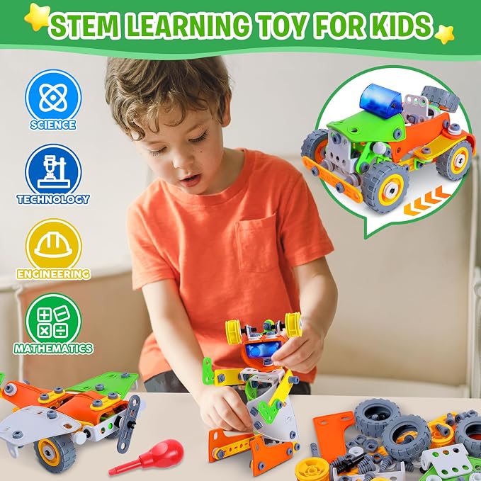 164 PCS Building Toys for Kids Ages 4-8 8-12, Educational STEM Activities, Erector Set Building Blocks, Construction Creative Games for Boys and Girls - Image 5
