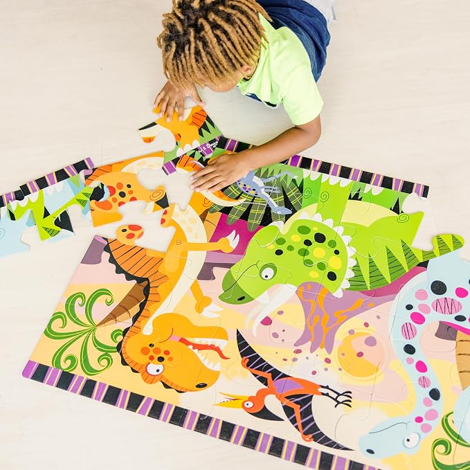 Melissa & Doug Dinosaur Dawn Jumbo Floor Puzzle (24 Pieces, 2 x 3 Feet), Jigsaw Puzzle for Preschoolers and Kids Ages 3+ - FSC Certified - Image 9