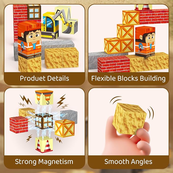Magnetic Building Blocks for Kids, STEM Engineering Travel Toys with Portable Iron Box, Educational Construction Set for Toddlers Ages 3-8（35 Piece） - Image 6