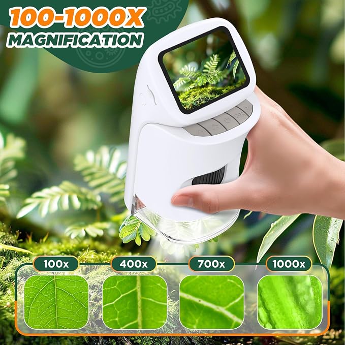 Kids Digital Microscope 1000X 1080P with Screen | Handheld Pocket Microscope for Kids 5-12, Portable Rechargeable STEM Science Kit, Educational Toy Gift for Boys & Girls (2026 New) - Image 2