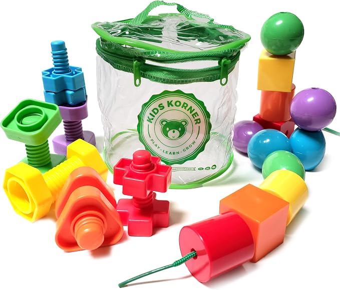 Twist & Lace Beads n Bolts - Match, Sort, Count & Play with 24pc + eBook by KIDSKORNERTOYS