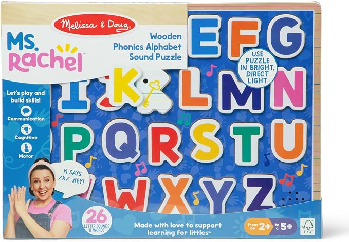 Melissa & Doug® Ms. Rachel™ Wooden Phonics Alphabet Sound Puzzle with Light-Activated Sound Effects, 26-Piece Toddler Toys for Boys and Girls Ages 2+ Years - FSC Certified - Image 6
