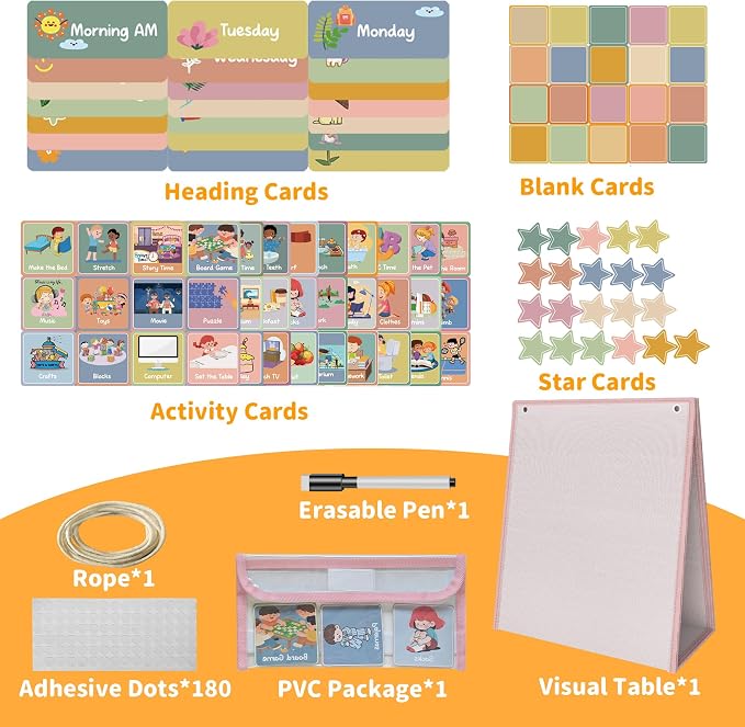 Pink Visual Schedule for Kids with Autism - 174 Picture Cards - Image 2