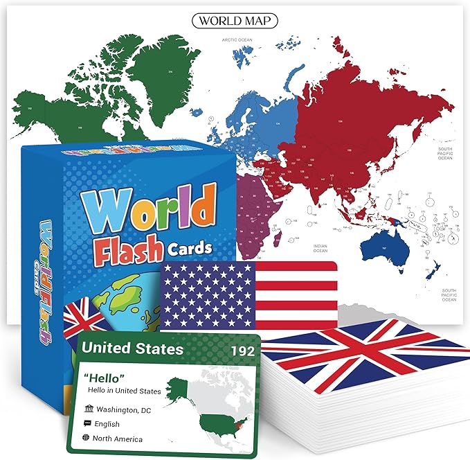 World Flags Flashcards, 245+ Country & Map Geography Game by BrightenKidz