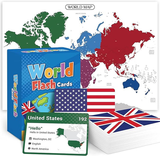 World Flags Flashcards, 245+ Country & Map Geography Game by BrightenKidz