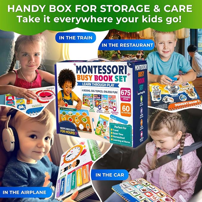 Montessori Busy Book for Kids Ages 4-8 - 4 Velcro Toddler Busy Book 3-5 - Image 6