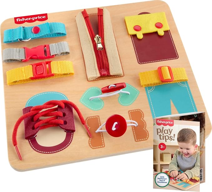 Fisher-Price Wood Montessori Dressing Board Busy Activity by Unknown