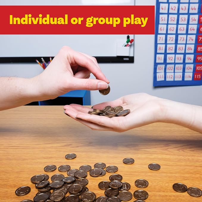 LEARNING ADVANTAGE Play Pennies - Set of 100 Plastic Coins - Designed and Sized Like Real US Currency - Teach Money Math With This Pretend Play Resource - Image 5