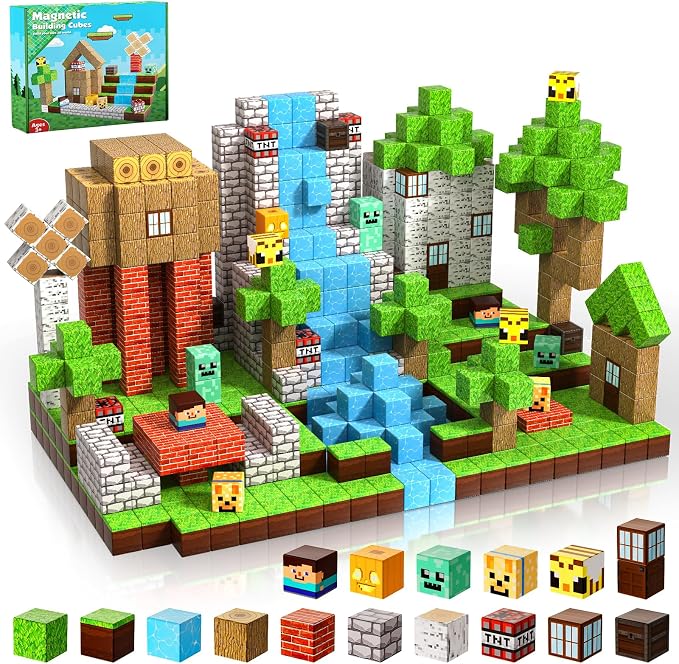 Magnetic Blocks-100PCS Magnetic Building Blocks Magnetic Tiles Stacking, Build Magnet Forest Set, STEM Montessori Sensory Toys for Kids Boys Girls Ages 3 4 5 6 7 8 9 10 Christmas Birthday Gifts by BuildCreateExplore
