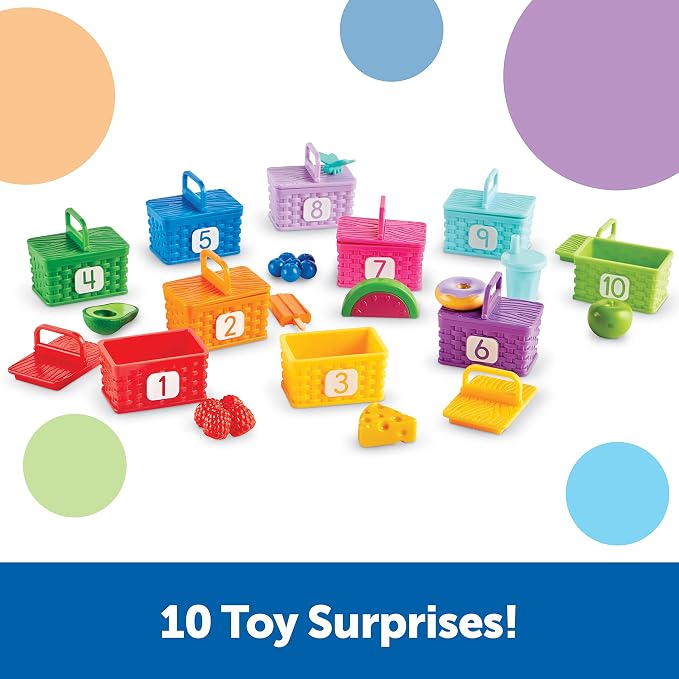 Learning Resources Sorting Surprise Picnic Baskets - Preschool Activities, Play Food for Toddlers, Color Sorting, Number Counter, Fine Motor Games, Birthday Gifts for Boys and Girls - Image 3
