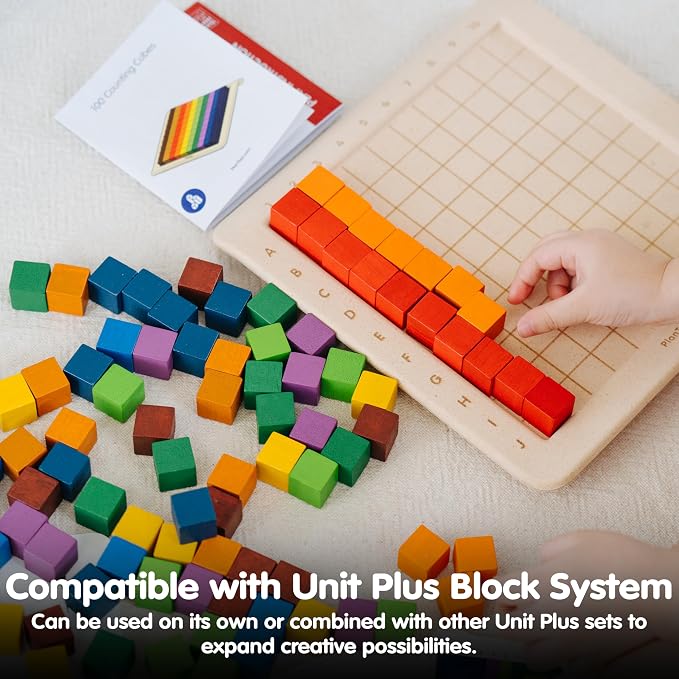PlanToys® 100 Counting Cubes Wooden Montessori Math & Sorting Set for Kids - Image 7