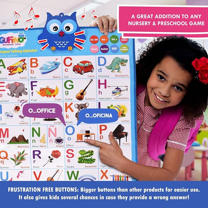 English & Spanish Alphabet Poster - Interactive Bilingual Toys for Toddlers - Image 4