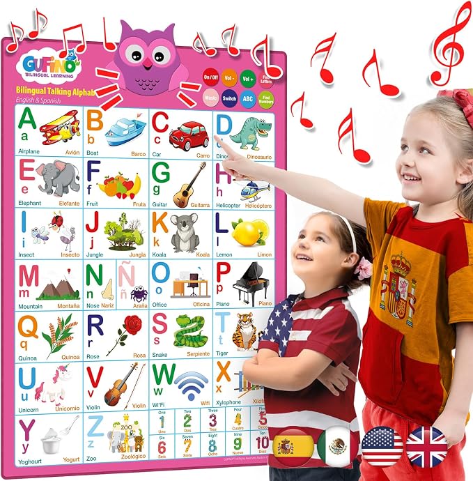Gufino Alphabet Wall Chart - Bilingual Toys with Interactive Touch Buttons for Independent & Guided Learning - Ideal for Preschool Learning Activities & Spanish Classroom Supplies. - Image 8