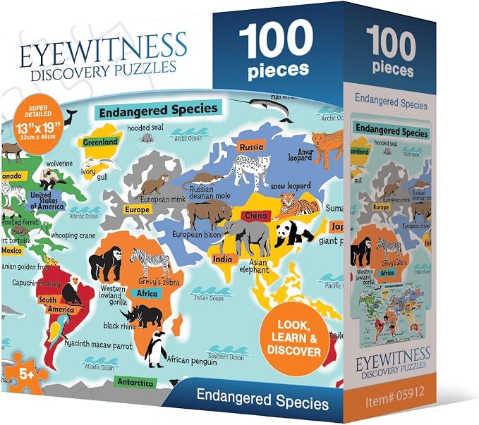 Eyewitness Discovery Puzzle Endangered Species, 100 Piece Jigsaw for Kids, Educational Learning Toy for Boys & Girls, Children Ages 5+ - Image 2