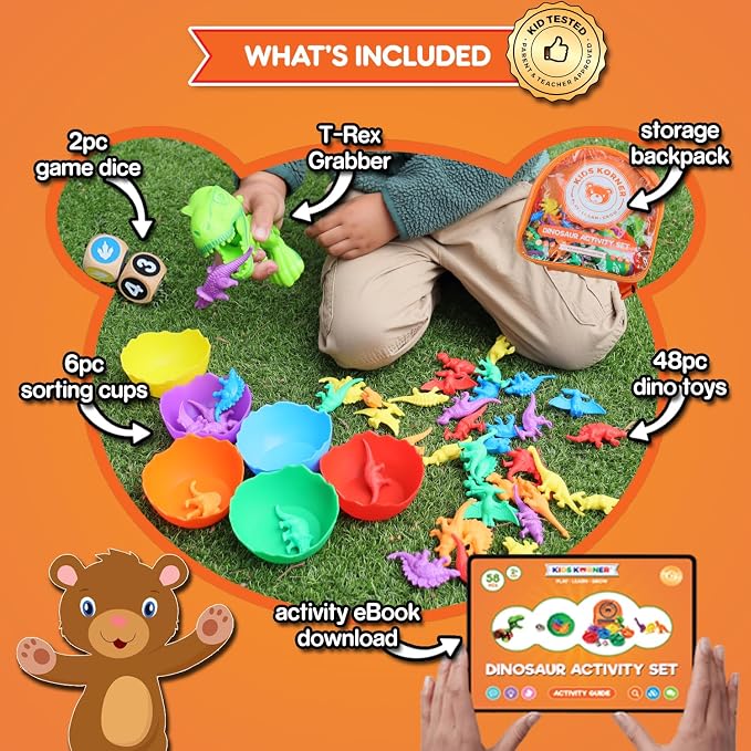 Stomp & Roar Dinosaurs - Sort, Count, Match & Play with 54pc, Dice + eBook - Image 2