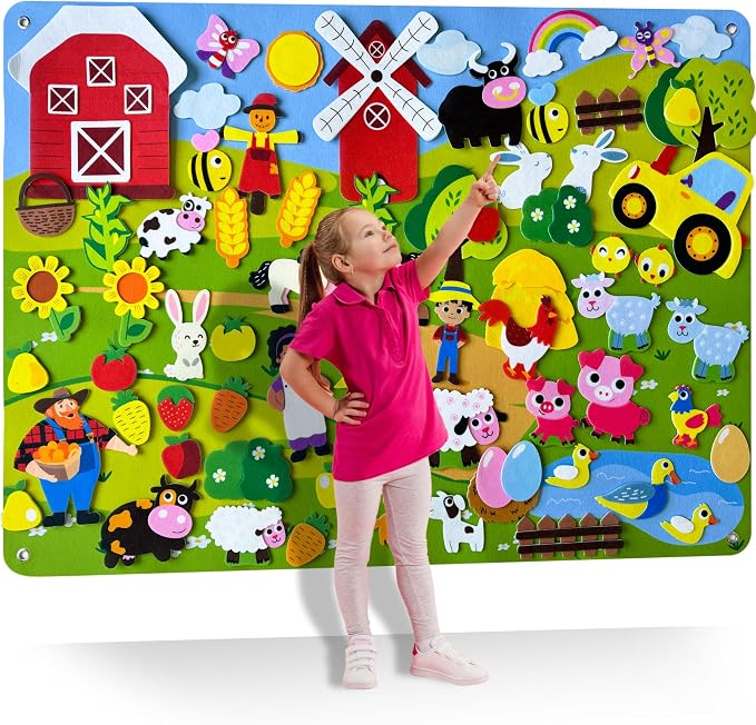 Quokka Farm Felt Board for Toddlers 61 Pcs - Double-Thick Story Set by QUOKKA