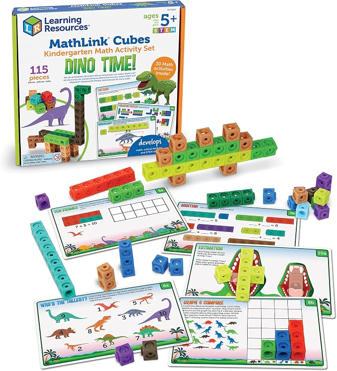 Learning Resources MathLink Cubes Activity Set: Dino Time by LearningResources
