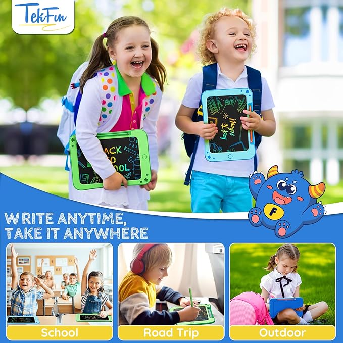 TEKFUN Toddler Kids Toys Gifts - 8.5 Inch LCD Writing Tablet Kids Doodle Board with Stickers Colorful Drawing Tablet, Kid Birthday Christmas Gifts Toys for 3 4 5 6 Years Old Boy Girl (Green)