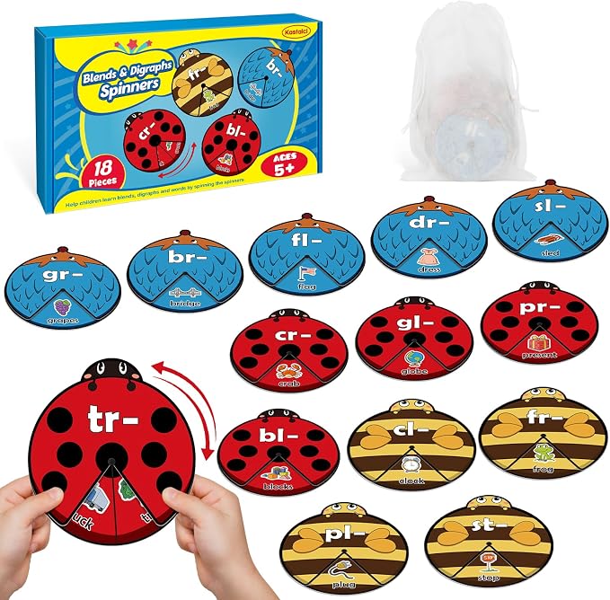 Kasfalci Blends & Digraphs Cards, Phonics Games,Speech Therapy Toys for Toddlers Kids,Learn to Read, Spelling Reading Learning Sight Words Games,Kindergarten Preschool Learning Activities Educational by Kasfalci