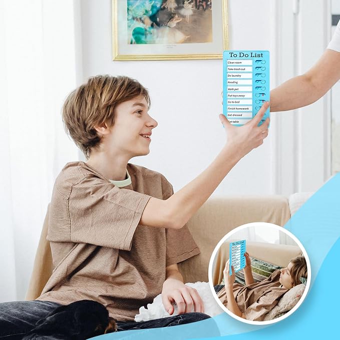 2-Piece Chores Chart for Kids - Reusable Chore List, Removable Checklist Board, Portable to Do List Visual Schedule for Multiple Kids - Image 5