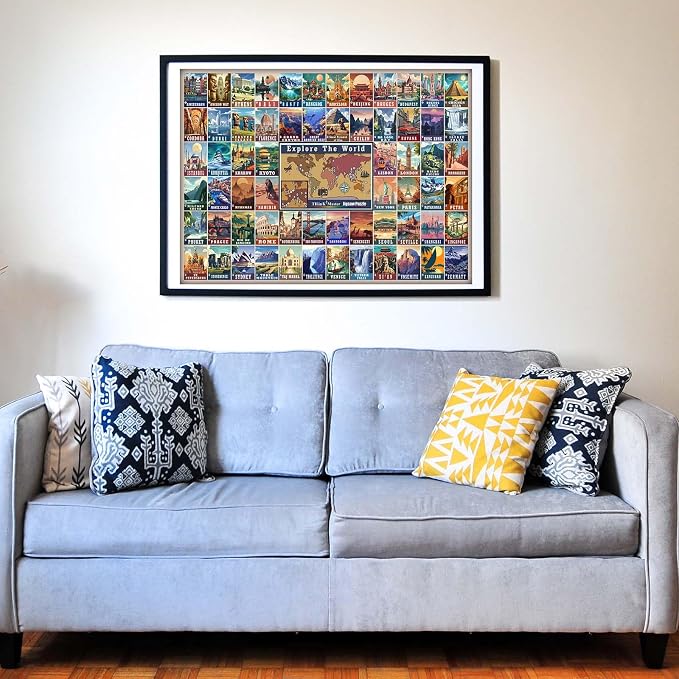 Think2Master Colorful Vintage World Destinations 250 Pieces Jigsaw Puzzle. Fun Educational Puzzle for Families. Great Gift for Teens & Adults with Interested in Traveling 14.2” X 19.3” - Image 4