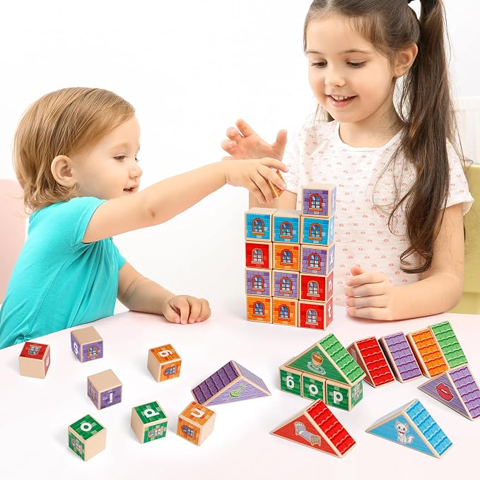 CVC Kasfalci Wooden Alphabet Letter Blocks - Toddler Phonics Games for Learning to Read & Spell, Speech Therapy Toys for Preschool Kindergarten Classroom - Image 6