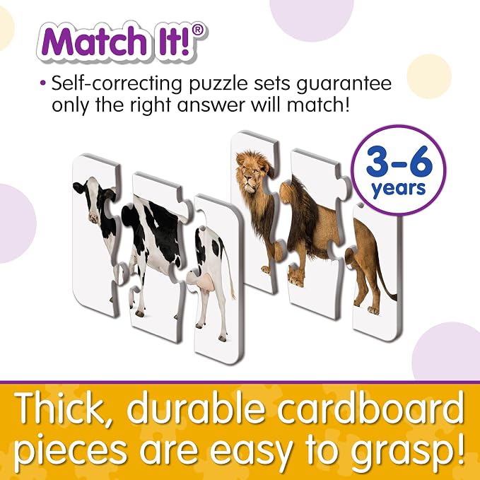 The Learning Journey: Match It! Head to Tail - 20 Self-Correcting Animal-Themed Puzzle Sets - Matching Puzzles for Children Ages 3-6 Years (40 Pieces) - Image 2