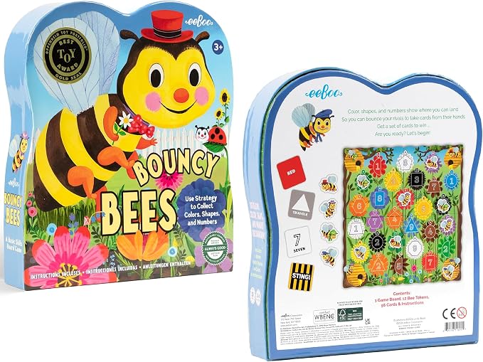 eeBoo: Bouncy Bees Board Game, Learn Colors Numbers and Shapes, Strategy Game for 2-4 Players, Screen-Free Fun, Kids Ages 3 and up - Image 7