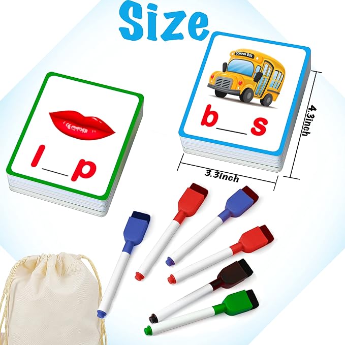 100 Short Vowel Spelling Flashcards, Handwriting Cards Learn to Write CVC Sight Words CVC Words Games for Kindergarten Learning Activities, Montessori Educational Toy Gift for Kids 3 4 5 6 Years Old - Image 5