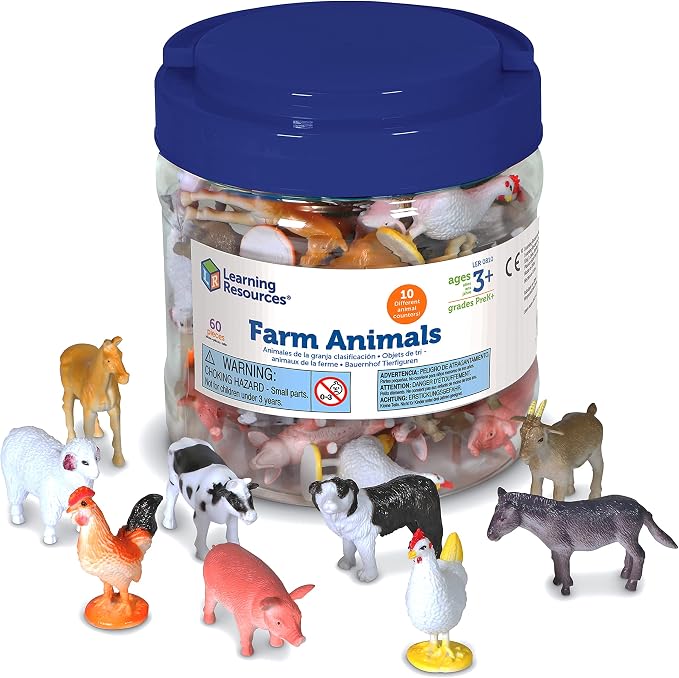 Learning Resources Farm Animal Counters - 60 Pieces, Ages 3+ Toddler Learning Toys, Farm Animals Toys, Develops Counting and Matching Skills by LearningResources