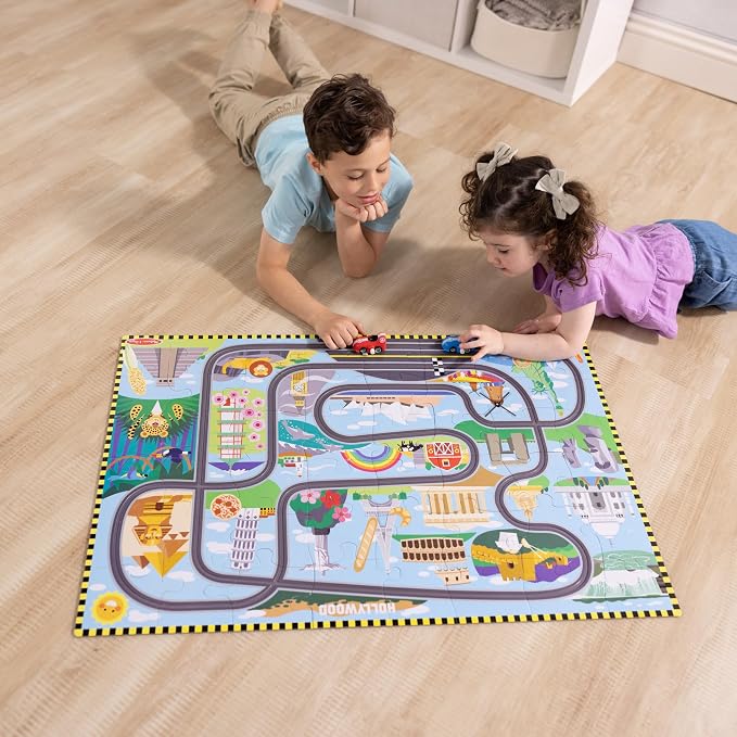 Melissa & Doug Race Around the World Floor Puzzle 48-Piece - Image 2