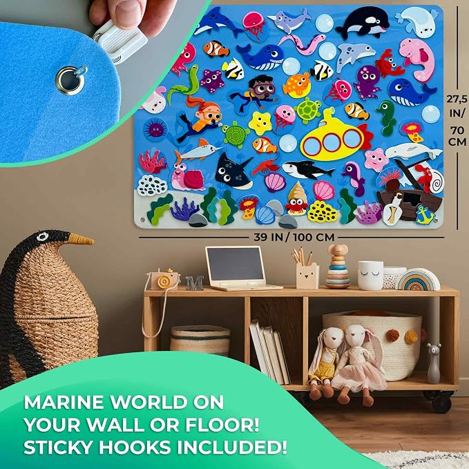 Quokka Ocean Felt Board for Toddlers 61 Pcs - Double-Thick Story Set - Image 4