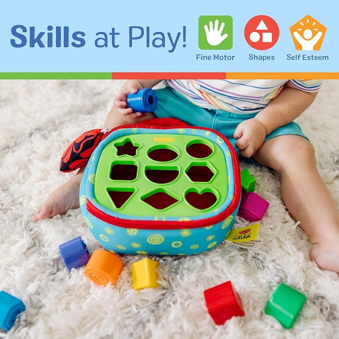 Melissa & Doug K’s Kids Take-Along Shape Sorter, 9 Textured Building Blocks & Soft Sensory Activity Bag, Montessori-Inspired Baby Toys for Toddlers, Preschool Learning Toys for Babies 9 Mo. & Up - Image 5