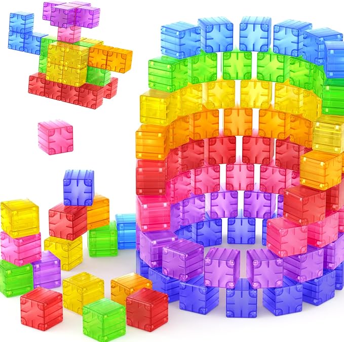 Feoxialy Magnetic Blocks 52pcs Translucent Magnetic Cubes Building Blocks by Feoxialytoysforkids