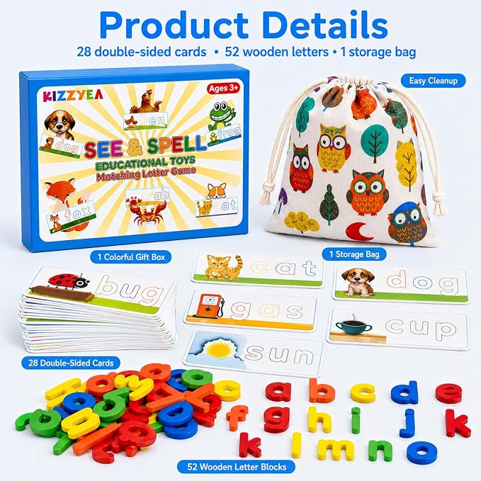 Learning Toys for Boys Girls Age 3 4 5 6, See & Spell CVC Word Spelling Toy - Image 7