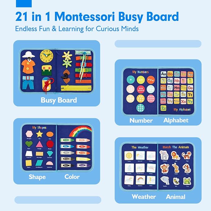 hahaland Montessori Busy Board for Toddlers, Preschool Learning Activities - Image 2